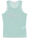 Blumarine Crystal-logo Tank Top In Blue