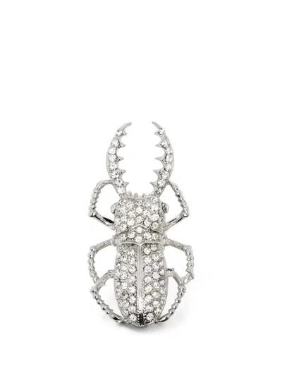 Blumarine Crystal-embellished Beetle Earrings In Silver