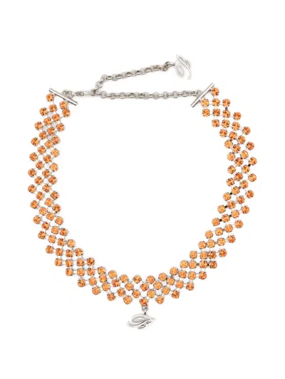 Blumarine Crystal-embellished B-logo Necklace In Orange