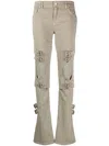 Blumarine Cut-out Buckled Boyfriend Jeans In Grey