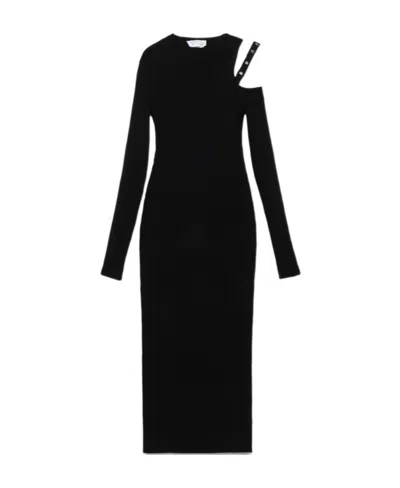 Blumarine Cut-out Eyelet-detail Midi Dress In Black