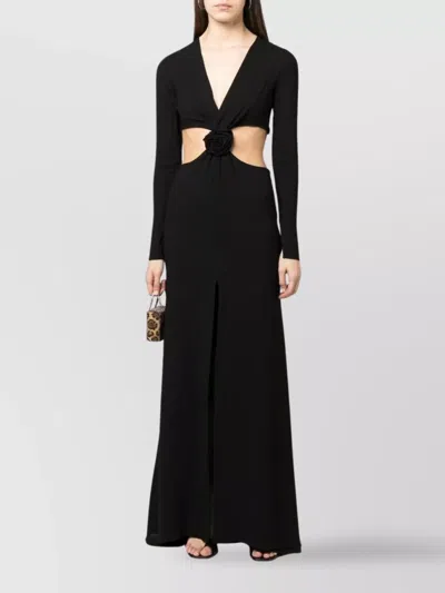 Blumarine Cut-out Long Sleeve Dress Front Slit In Black