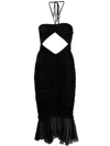 Blumarine Cut-out Pleated Midi Dress In Schwarz