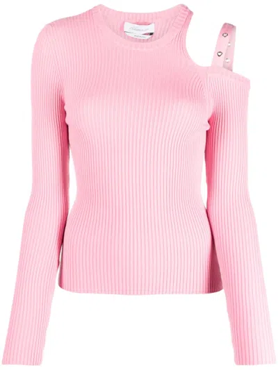 Blumarine Cut-out Ribbed Jumper In Pink