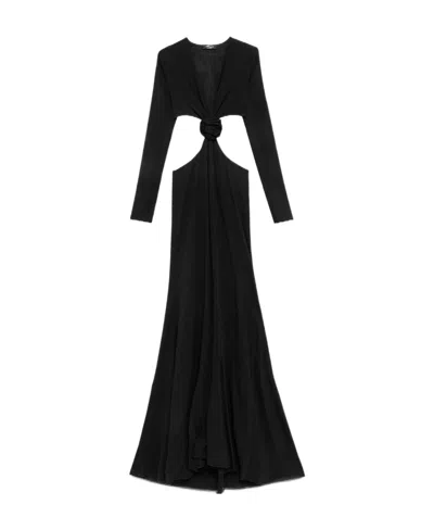 Blumarine Cut-out V-neck Dress In Black