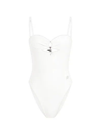 Blumarine Cut-out Dolphin-pendant Swimsuit In White