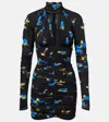 Blumarine Cutout Floral Jersey Minidress In Black
