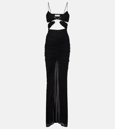 Blumarine Cutout Jersey Maxi Dress In Black