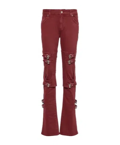 Blumarine Cutout Mid-rise Boyfriend Jeans In Red