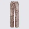 Blumarine Animal Print Elastic Waistband Wide Leg Trousers In Neutral