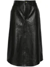 Blumarine Debossed-logo Midi Skirt In Black