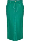 Blumarine Debossed-logo Midi Skirt In Green