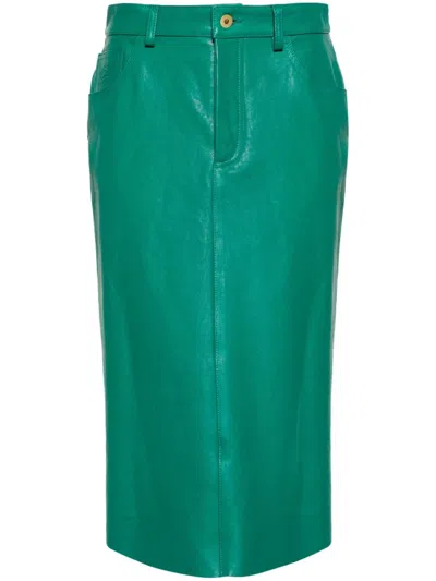 Blumarine Debossed-logo Midi Skirt In Green