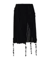 Blumarine Textured Fabric Skirt With Ruffled Slit In Black