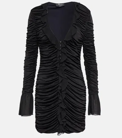 Blumarine Viscose Pleated Dress In Black