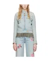 Blumarine Denim Biker Jacket In Gray