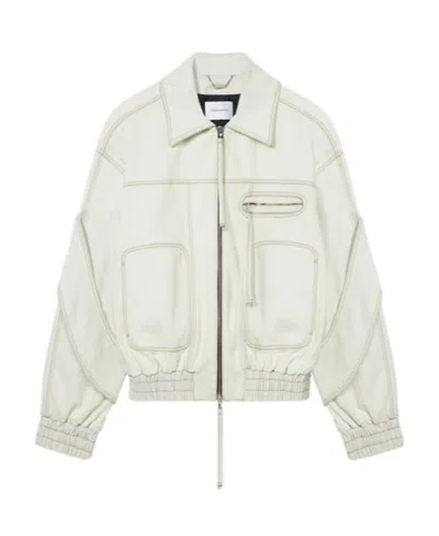 Blumarine Denim Bomber Jacket In White
