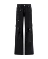 Blumarine Denim Cargo Trousers In Black