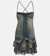Blumarine Denim Minidress In Peacoat/warm Sand