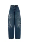 Blumarine Washed Jeans With Palm Trees In Blue