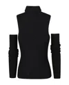 Blumarine Detachable-sleeves Ribbed-knit Top In Black