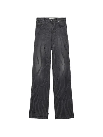 Blumarine Distressed Baggy Jeans In Black