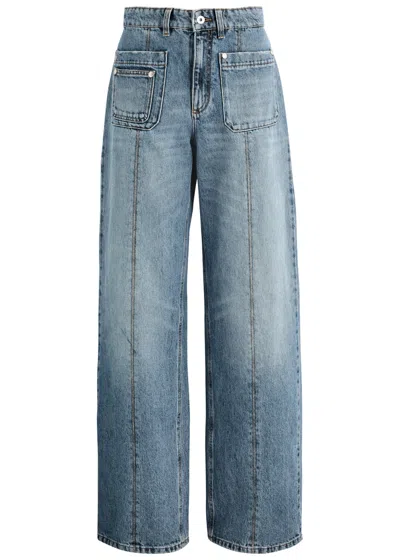 Blumarine Distressed Straight-leg Jeans In Blue