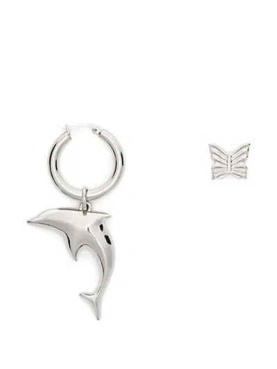 Blumarine Dolphin-pendant Earrings In Silver