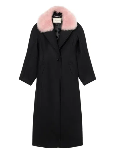 BLUMARINE DOUBLE-BREASTED FAUX FUR COAT