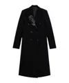 Blumarine Double-breasted Floral-embroidered Coat In Black