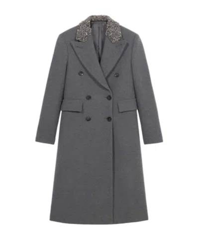 Blumarine Double-breasted Wool Coat In Black