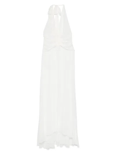 Blumarine Drape-detailing Georgette Maxi Dress In White