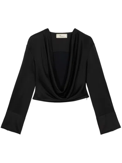 Blumarine Draped Blouse In Black
