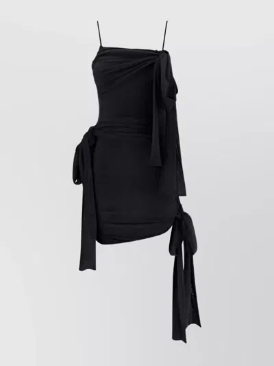 Blumarine Draped Bow Detail Asymmetric Hem Dress In Black