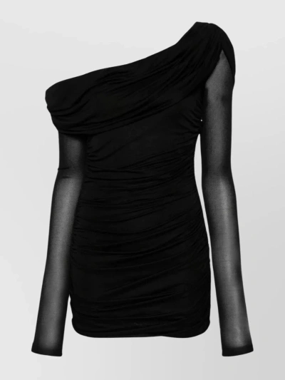 Blumarine Draped Mini Dress In Black