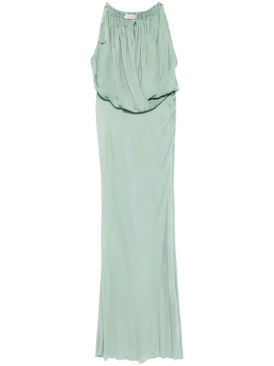 Blumarine Draped-detail Maxi Dress In 绿色