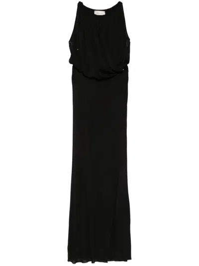 Blumarine Draped-detail Maxi Dress In Black