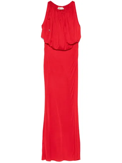 Blumarine Draped-detail Maxi Dress In Red