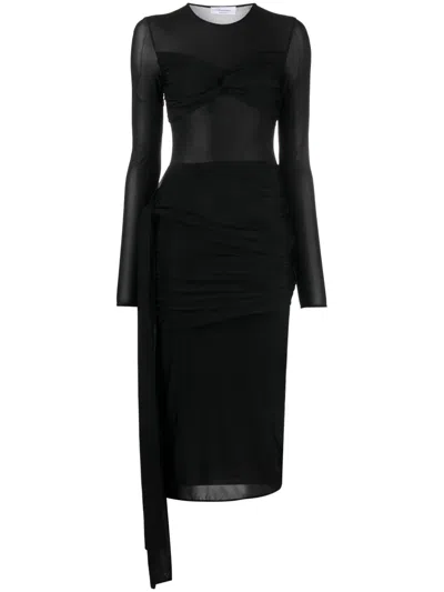 Blumarine Draped-detail Midi Dress In Black