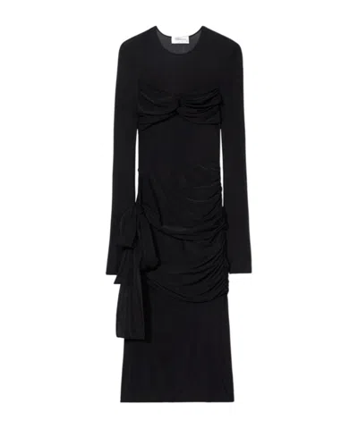 Blumarine Draped-detail Midi Dress In Black