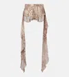 Blumarine Draped Leopard-print Cotton Shorts In Brown