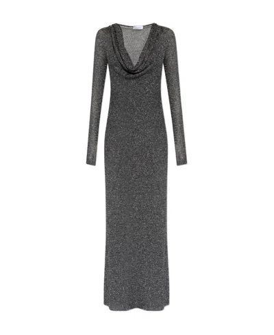 Blumarine Draped Long-sleeve Dress In Black