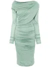 Blumarine Draped Midi Dress In Green