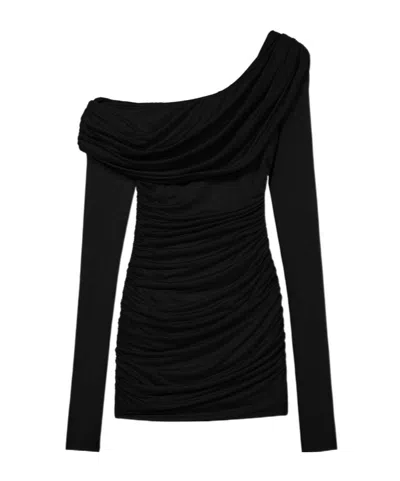 Blumarine Draped Mini Dress In Black
