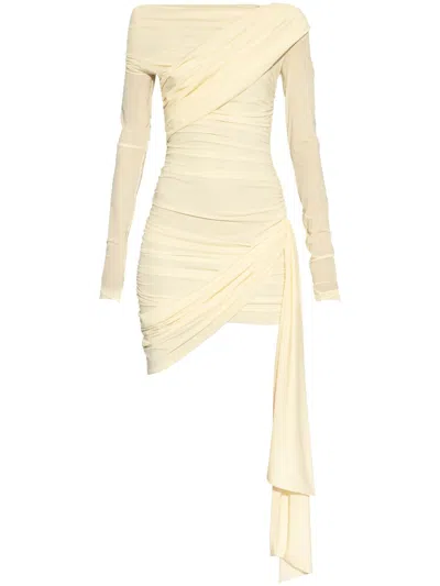 Blumarine Draped Mini Dress In Neutrals