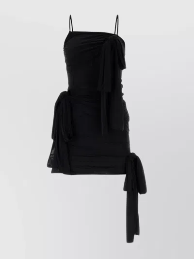 Blumarine Draped Mini Dress With Spaghetti Straps And Bow