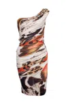 Blumarine Draped One Shoulder Dress In Multi