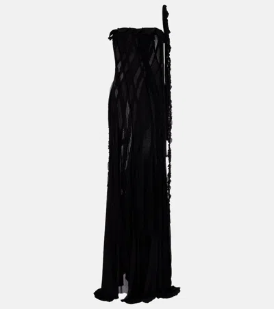 Blumarine Draped One-shoulder Gown In Black