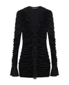Blumarine Deep V-neck Ruched Minidress In Black