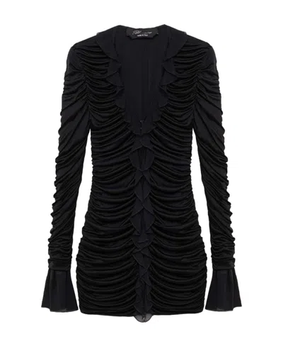BLUMARINE BLUMARIN RUFFLE DETAILED RUNCHED DRESS